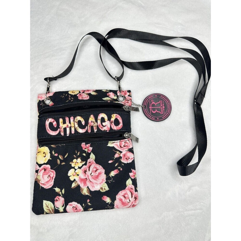 Robin Ruth Crossbody Bag Womens One Size Black Pink Floral Chicago Souvenir City